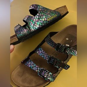 Birkenstock Florida Fresh Vegan Snake Print 3 Strap Sandal